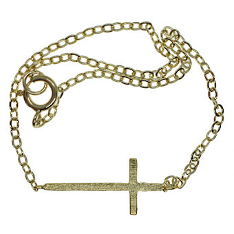 Gold Sideways Cross Bracelet