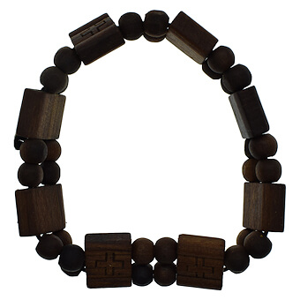 Wood Bead and Crosses Bracelet